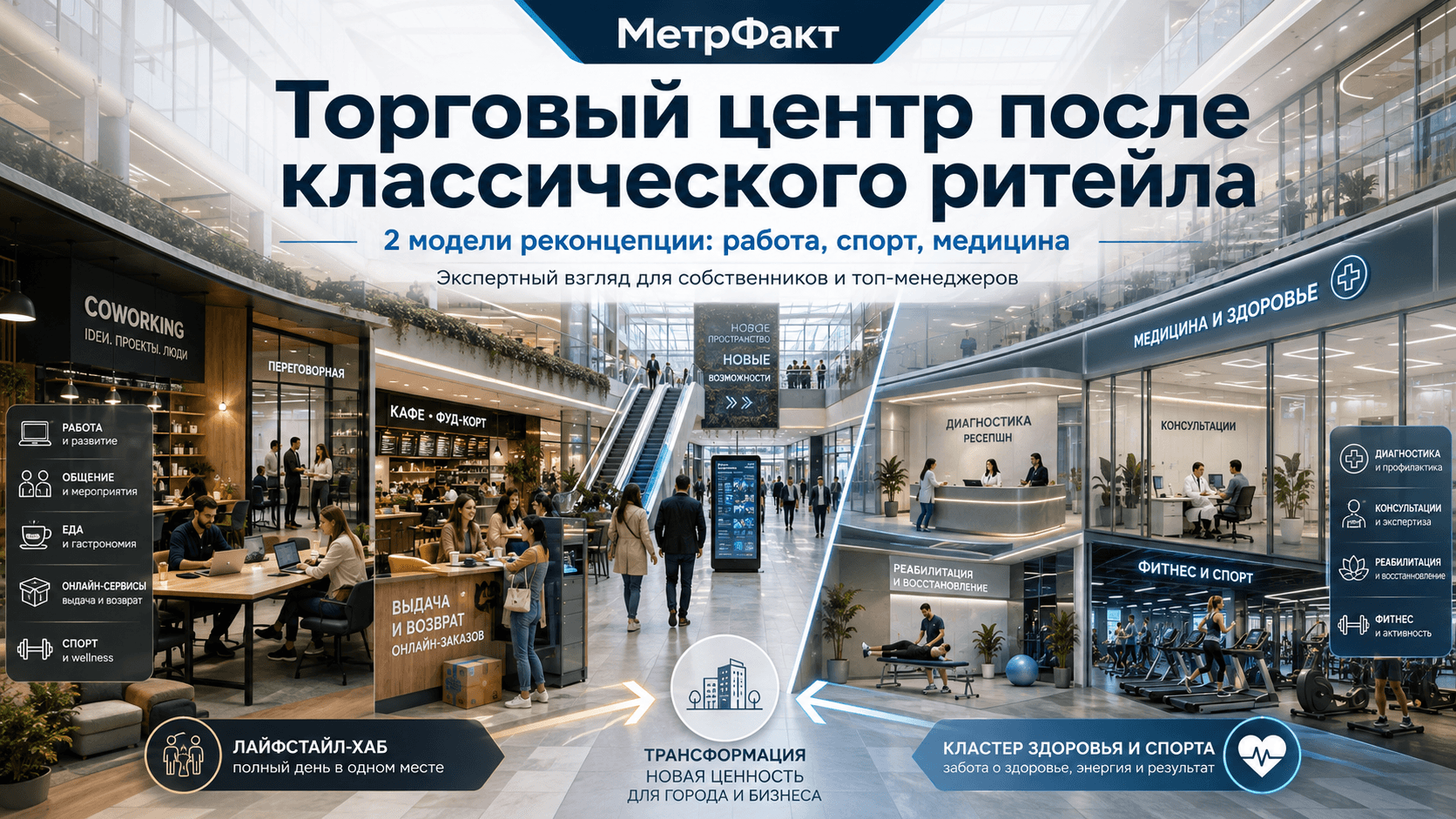 Две модели реконцепции торгового центра после классического ритейла